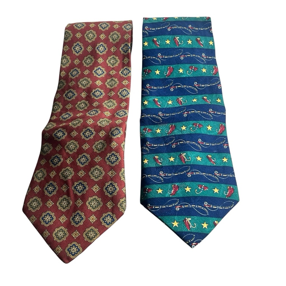 TOMMY HILFIGER Bundle (2) Elegant Patterned Ties - Picture 1 of 13